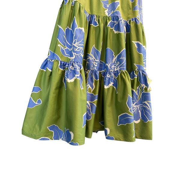 Hutch Joslin Green Blue Floral Halter Maxi Dress Size 4 - Picture 5 of 12